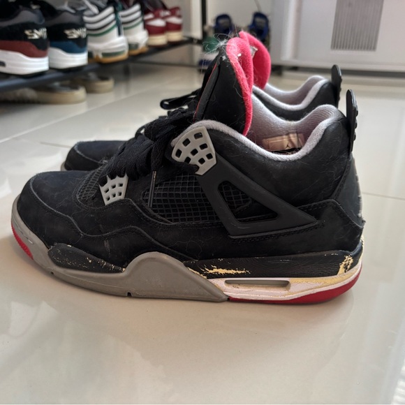 Nike Air Jordan Retro 4 Bred Men’s Size 7.5 Fire Red Cement - Picture 8 of 11